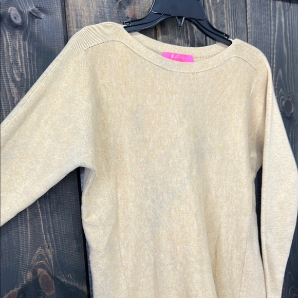 Lilly Pulitzer Fringe Sweater XS Tan Gold Coolmax All Seasons Boho Preppy Casual - Picture 2 of 7